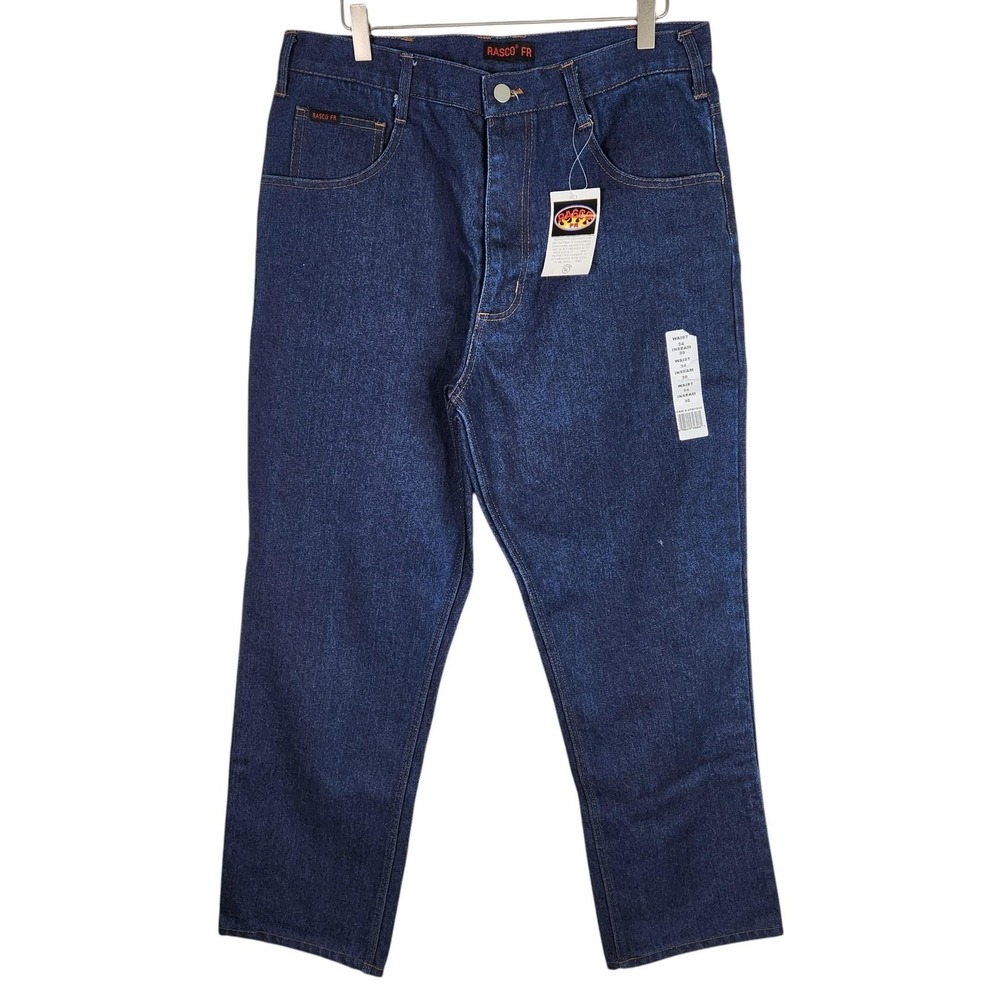 RASCO FR Jeans Mens 34x30 Blue Flame Resistant Straight Leg Denim Work Pants